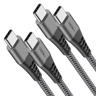 Cavo USB C USB C 1M 2Pezzi, 100W PD 5A Cavo USB Type C Ricarica Rapida Nylon Intrecciato Cavetto USB C Cavo per iPhone 15 Pro,Samsung S24 S23,iPad Pro