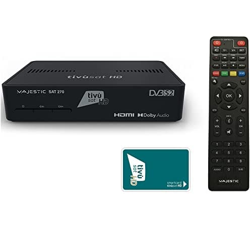 Majestic SAT 270 - Decoder satellitare tivù sat, supporto HEVC MAIN 10, telecomando programmabile, smart card HD e ingresso USB