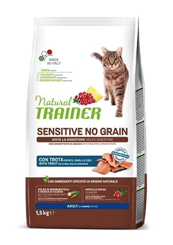 Trainer Sensitive No Grain Cibo per Gatti Adulti con Trota, 1.5 kg