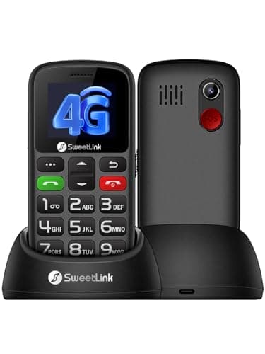 SweetLink 4G Telefono Cellulare per Anziani con Tasti Grandi, LTE Senior Telefoni Cellulari Anziani con Base di Ricarica, Funzione SOS, Fotocamera, Volume Alto, Nero