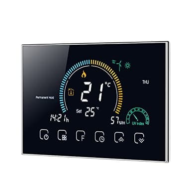 Irishom Termostato WiFi per Caldaia a Gas Controllo App Vocale/LCD Retroilluminato Visualizzazione,Termostato Programmabile Compatibile con Alexa Google Home,BHT-8000-GC (Nero)