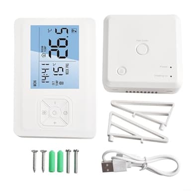 Zilimontt Termostato WiFi wireless intelligente, controllo app telefono, controllo temperatura ambiente programmabile, pulsante touch, programma settimanale, blocco bambini, gestione del riscaldamento