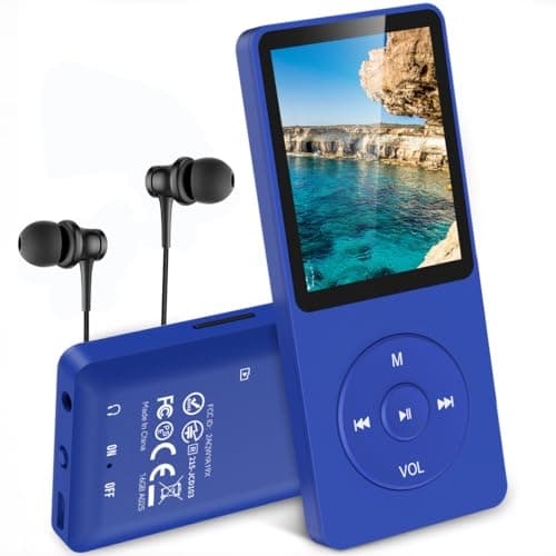 AGPTEK Lettore MP3 16GB Lettore MP3 Portatile con Schermo 1,8 Pollici, Radio FM, Piccolo Musicale MP3 Running Sportivo, Supporto Massimo Memory Card TF 64GB, Blu