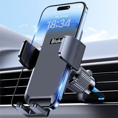 Blukar Porta Cellulare Auto, Supporto Porta Telefono Auto per Bocchette dell'Aria con Rilascio con un Clic, Accessori Interni Automobili Compatibile con iPhone 16 Pro Max/16 Pro/16/15/14/13