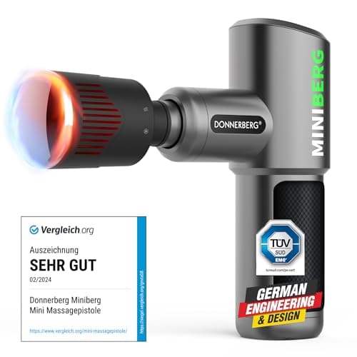 Pistola Massaggio muscolare di Donnerberg - Qualità tedesca superiore- Batteria lunga durata -Testa caldo freddo- Massaggiatore tessuti profondi - Motore silenzioso brushless- Casa, ufficio, viaggio