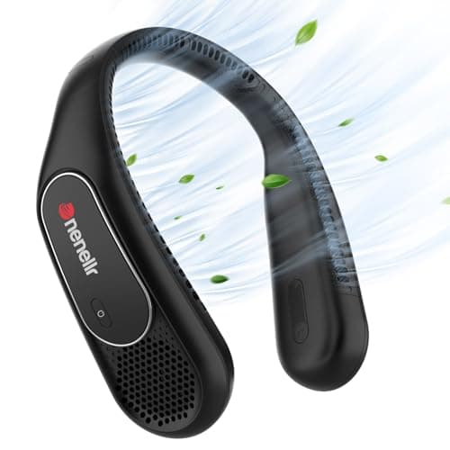 Dnenellr Ventilatore da Collo, Ventilatore Portatile Personale Indossabile a Batteria da 6000mAh, Terza Marcia, Senza Foglie, Ricaricabile, Design a Mani Libere, Ventilatore Senza Lama Alimentata