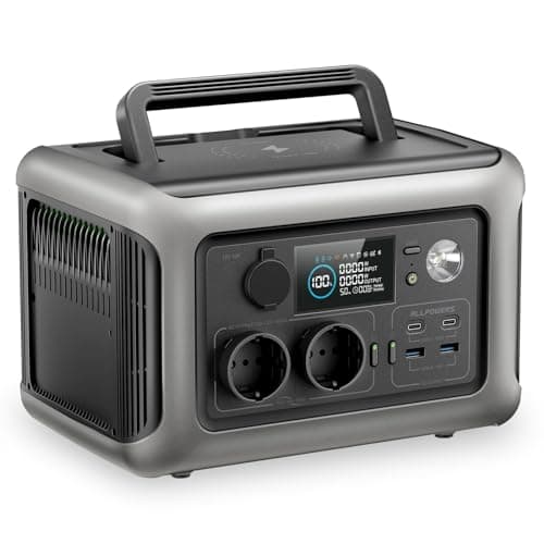 ALLPOWERS R600 Centrale Elettrica Portatile, Batteria LiFePO4 da 299Wh, Generatore Solare con 2 Uscita AC da 600W(Picco 1200W), UPS, Ricarica Rapida 0-100% in 1 Ora per Feste, Viaggi e Campeggio
