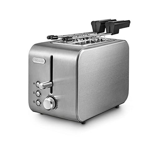De'Longhi CTX2203.S Tostapane con Pinze, Controllo Progressivo del Grado di Tostatura, 3 funzioni, Cassetto Raccoglibriciole, Piedini Antiscivolo, Potenza 550 Watt, Plastica, SILVER
