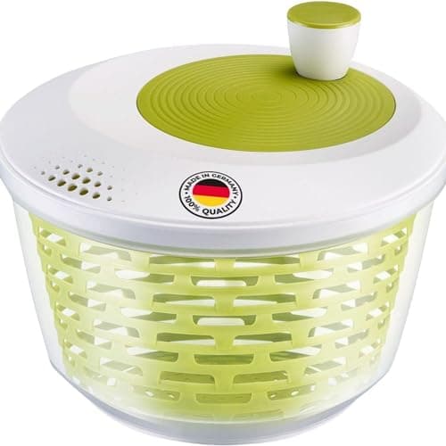 Westmark Centrifuga per insalata, Capacità: 4,4 litri, ø 23,5 cm, Plastica, Senza BPA, Spinderella, Colore: Trasparente/Bianco/Verde, 243022EA