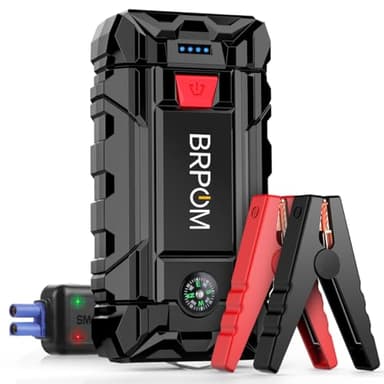 BRPOM Avviatore Batteria Auto, 4000A Avviatore di Emergenza per Auto/Moto, (Motori Fino a 7.0L Gas o 5.5L Diesel) Torcia a LED,Porta USB da per Smartphone