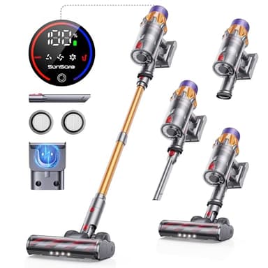 SunSare Aspirapolvere Senza Fili Potente 45Kpa&550W, 60Mins Scopa Elettrica Senza Fili con Ricarica a Muro e Funzione Autoportante, 7 in 1 Aspirapolvere Senza Filo per Pavimenti/Tappeti/Casa X7A