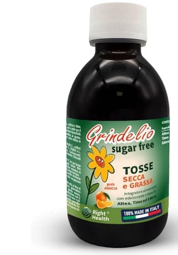 GRINDELIO SUGAR FREE: Tosse Secca e Grassa con Altea, Edera e Timo. Soluzione naturale 200 ml adatta a diabetici, contro gli Spasmi della tosse e Mucolitico. Senza Zucchero, Glutine e Lattosio.
