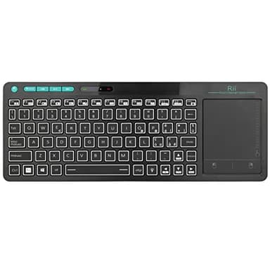 Rii Mini i18S Wireless + Bluetooth - Tastiera compatta con ampio mouse touchpad e retroilluminazione LED, compatibile con Smart TV, TV Box, Tablet, Smartphone, Console, PC, Fire TV, Raspberry