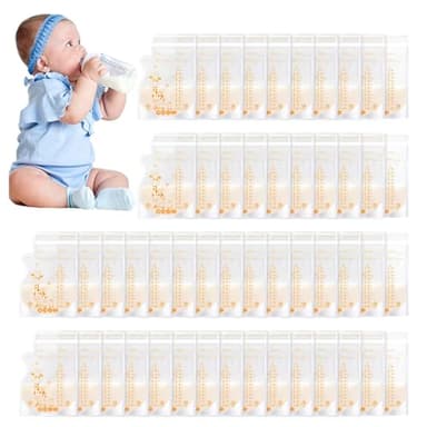Vinabo 50 Pezzi Sacchetti Latte Materno, Sacchetto di Conservazione Latte Materno, Sacchetto di Congelamento Latte Materno, 250 ml Conservazione Latte Materno Pre-sterilizzato, Senza BPA