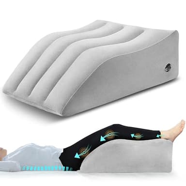PleasurePeak Cuscino di sollevamento venoso, cuscino gonfiabile per sollevamento delle gambe, cuscino a cuneo comodo per il sonno, migliora la circolazione del sangue grigio, portabilità