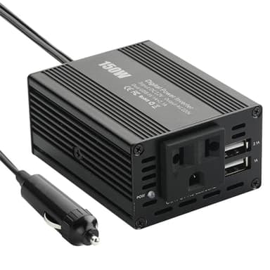 Inverter per Auto 300W, Inverter 12V a 240V, Doppia Porta USB 4.8A, Display LCD, Corpo in Lega di Alluminio, Ideale per Caricare Laptop, Tablet, Telefoni