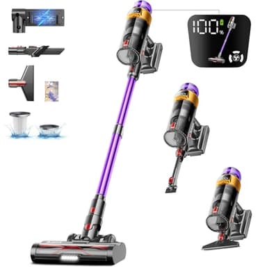 Bulelink Aspirapolvere Senza Fili [2025],45000 Pa/550W Scopa Elettrica Senza Fili 70Min Autonomia, Schermo OLED Animato + Anti-Avvolgimento, Ricarica a Parete 1,8L per Pavimenti/Tappeti/Peli Animali