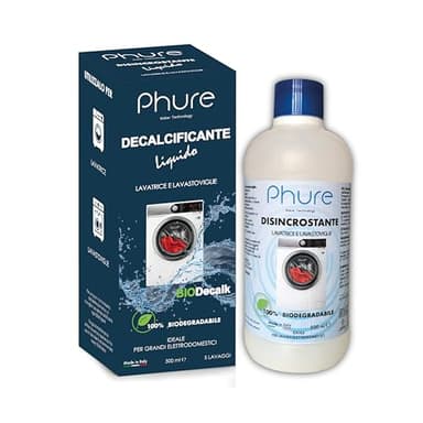 PHURE BIO DECALK Disincrostante, Decalcificante, Sgrassante e detergente universale per lavastoviglie e lavatrice naturale e biocompatibile 500ml