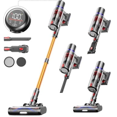 Avalsor Aspirapolvere Senza Fili 45Kpa&550W&70Min, Scopa Elettrica Senza Fili OLED Smart Touch Aspirapolvere Senza Fili Potente，Anti-Avvolgimento，8 Stadi Filtrati/9 in 1 Aspirapolvere per Pavimenti