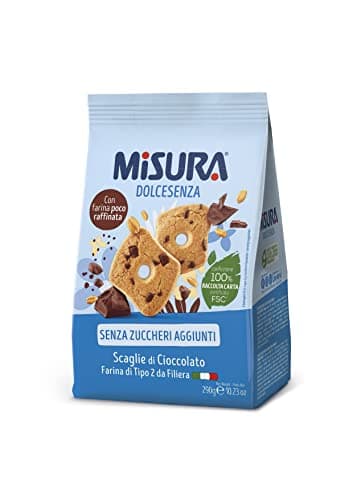 Misura Dolcesenza Biscotti con Scaglie di Cioccolato | Senza Zuccheri Aggiunti | Confezione da 290 grammi