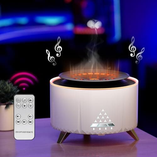 Diffusore di Oli Essenziali con Altoparlante Bluetooth, 350ml Umidificatore Ambiente, 2 modelli di spruzzo Fiamma Diffusore Ambiente,Diffusori Olio essenziale con spegne automaticamente (stile1)