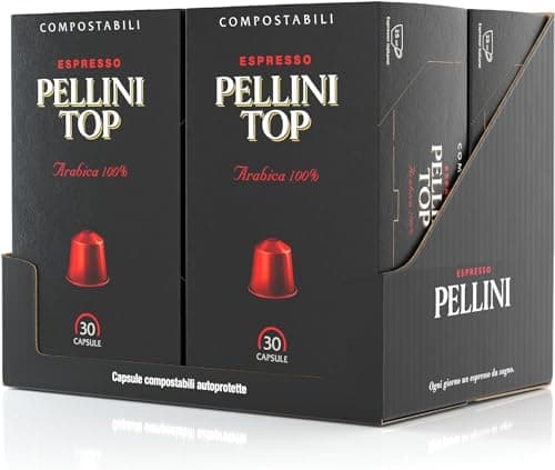 Pellini Caffè Top 100% Arabica, 120 Capsule Caffè Compatibili Nespresso dall'Aroma Intenso e Avvolgente e Tostatura Delicata, Compostabili e Autoprotette, 4 Confezioni da 30 Capsule