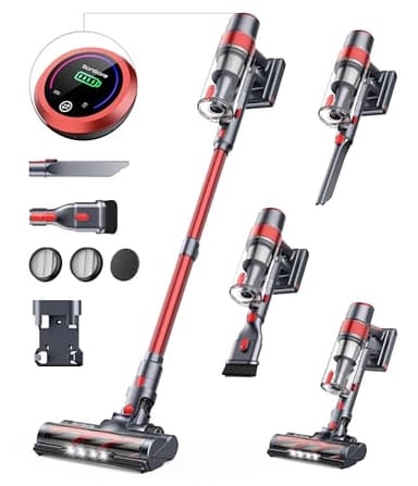 SunSare 450W&40KPA&55mins Aspirapolvere Senza Fili, Scopa Elettrica Senza Fili con Touch Screen Intelligente, Aspirapolvere Senza Fili Potente per Pavimenti/Tappeti/Peli Animali