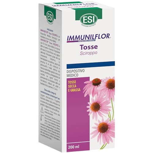 ESI - Immuniflor Tosse Secca e Grassa, Sciroppo Balsamico con Propoli, Idrata la Gola e Contrasta la Formazione di Muco, Calma l'Irritazione, Senza Glutine, 200 ml