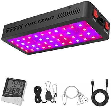 Phlizon Nuovi 600w LED pianta Grow Light, con umidità del termometro del Monitor, con Corda Regolabile, Full Spectrum Doppia accensione impianto per Le Piante d'veg e flower-600w (10w LED 60pcs)