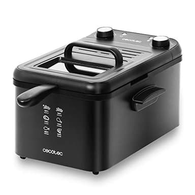 Cecotec Friggitrice elettrica CleanFry Infinity 3000 Black. 3 L, filtro OilCleaner, 2400 W, timer 30 min, laccato nero, ciotola, cestello per friggere