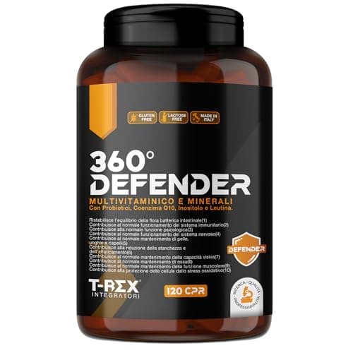 Multivitaminico Multiminerale con Probiotici, Vitamina B12, Acido Folico e Coenzima Q10 | 360° Defender Integratore Multivitaminico Completo con 14 Vitamine e 5 Sali Minerali