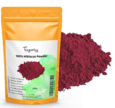 200g Fiori di Ibisco in Polvere | Fiori di Ibisco Macinati | 100% Naturale, Puro e Senza Additivi - Tazarin Ltd