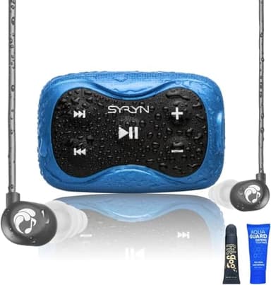 SYRYN Swimbuds Flip Bundle impermeabile da 8 GB per nuotare con la musica | Trascina e rilascia MP3, AAC, M4a, FLAC su PC o Mac (nessun Apple Music, Spotify o altri servizi di streaming)