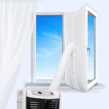Aozzy 400CM Guarnizione Universale per Finestre per Condizionatore Portatile, Asciugatrice - per Tutti Condizionatori Portatili, Facile da Montare - con Zip, Chiusura a Strappo