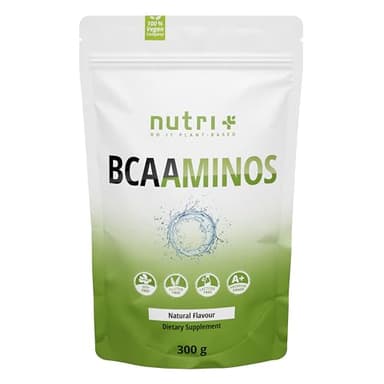 Polvere di BCAA neutra - BCAAminos altamente dosati senza dolcificante, zucchero e additivi - I BCAA naturali sono aminoacidi essenziali - Polvere istantanea vegana non aromatizzata 300g