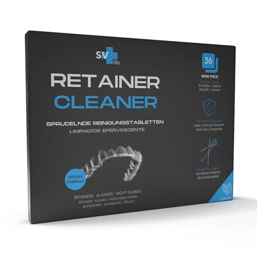 36 Compresse Detergenti per Ortodonzia Trasparente | Allineatori, Retainer, Bite dentale | Pastiglie Puilizia formula 2-in-1 con Ossigeno Attivo Antibatterico, Menta (pack 5 settimane)