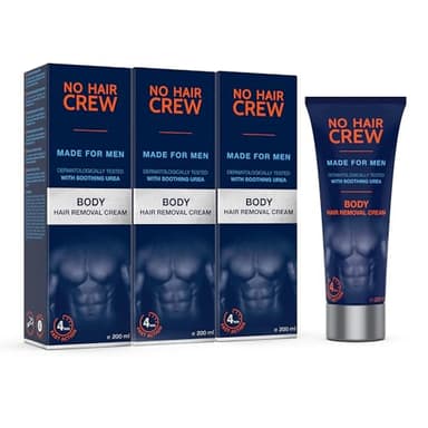 NO HAIR CREW - 3 x 200 ml Crema Depilatoria per il Corpo, per Uomini (Set di 3 x 200 ml)