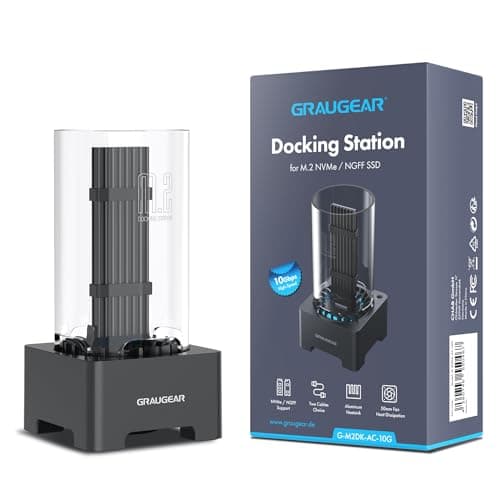 GRAUGEAR Docking Station per SSD M.2 NVMe & NGFF, RTL9210B, USB3.2 Gen2 10Gbps, Ventola Silenziosa 50mm, senza attrezzi