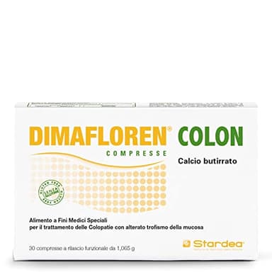 Stardea Dimafloren Colon, Benessere dell'intestino, Colon Irritabile, Infiammazioni Intestinali, Colopatie, Con Calcio Butirrato, Zinco, Acido Folico, 30 Compresse