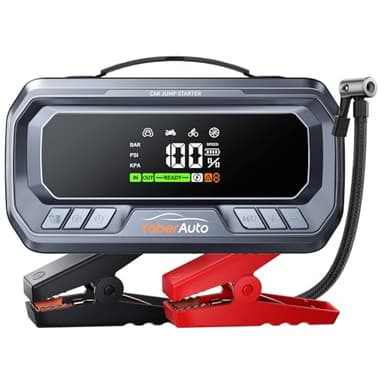 YaberAuto 10-in-1 Booster Avviamento Auto 6000A e PD65W Ricarica Rapida, Avviatore Batteria Auto con Compressore 160PSI/Uscita DC 160W per Tutto Gas/12.0L Diesel, Starter Batteria con Luce 600 Lumen