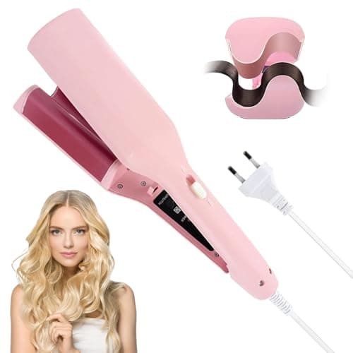 Dhqkqg Piastra Onde per Capelli, 32mm Piastra Capelli Onde, Piastra Onde Larghe, Ferro Ondulato per Capelli con 4 Temperatura,Riscaldamento Rapido Piastra Beach Waves per Capelli Lunghi E Corti (Rosa)