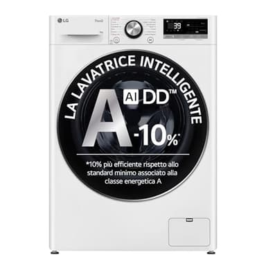 LG F2R7S09TSWC - Lavatrice Slim da 9 kg, 1200 giri, Inverter, Classe energetica A