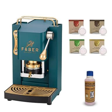Offerta Macchina da Caffe a Cialda Faber Mini Deluxe + Decalcificante da 300 ml + Cialde Omaggio il Caffè dell' Emporio (Verde British)
