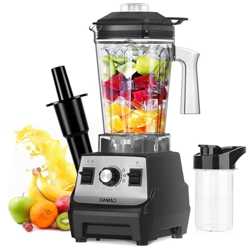 OMMO Professionale Frullatore 1800W, 1.8L Frullatore per Frullati e Smoothie, 1 Bottiglie Sportive da 300 ml, Regolazione libera della velocità, Lavabile in lavastoviglie, 24000 giri/min, senza BPA