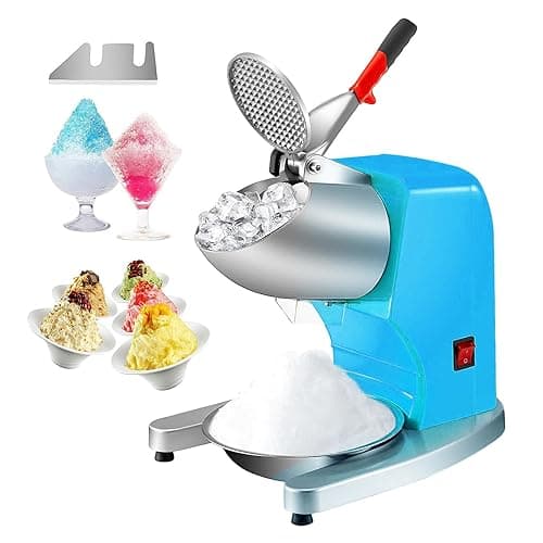 VEVOR Macchina Tritaghiaccio Elettrico Commerciale 300W per Granite Bevande Alimenti Cocktail Produttività 100kg/h, Tritaghiaccio per Granite a Neve Elettrico 4 Lame in Acciaio Inox (Blu)