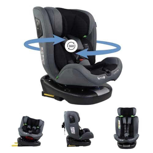 Mobiclinic®, Seggiolino auto, Girevole 360º, Regolazione i-size, Top tether, Gruppo 0/1/2/3, Max. 36kg, Per bambini, Pandafix, Cintura a 5 punti, Regolabile, Reclinabile 3 posizioni (Nero)