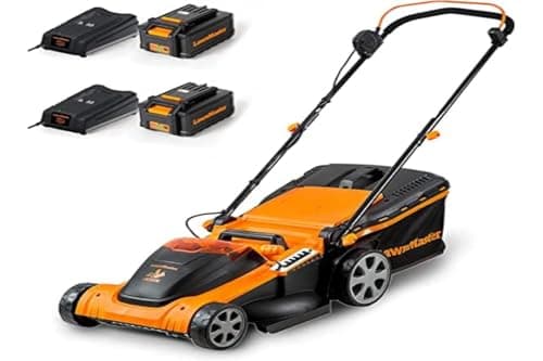 LawnMaster CLMF4841E Tagliaerba Senza Filo 48V Max 2x24V 4.0Ah Batteria, 41cm Fino a 450m², Altezza di Taglio a 6 Livelli 22-72mm, Capacità di Raccolta 42L