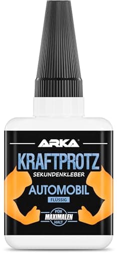 ARKA - KRAFTPROTZ AUTOMOBIL 50 g | Colla istantanea liquida extra forte | Colla trasparente liquida per automobili | Ideale come colla per plastica, tessuto, vetro, pelle, legno e altro