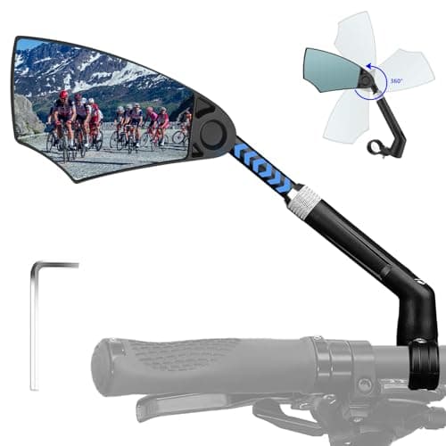 pangdapengpeng Specchietto Retrovisore Bici Sinistro, Specchio Bicicletta Ruotabile a 360°, Specchietti Bici Elettrica per MTB, Monopattino Elettrico, Bici da Corsa (Nero)