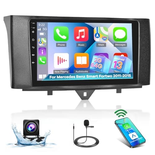 [2+64G]Autoradio Android 13 per Mercedes Benz Smart Fortwo 2011-2015 con Senza Fili Carplay & Android Auto - Radio Touchscreen da 9 Pollici con WiFi GPS Mirror Link DSP SWC+ Telecamera di Backup AHD